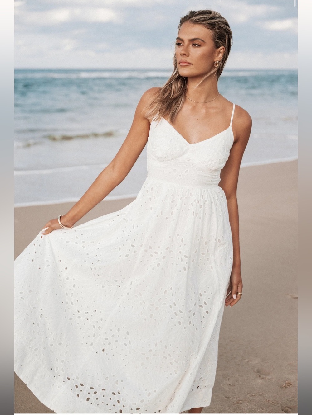 Petal and Pup Yasmin midi dress eyelet white summer maxi